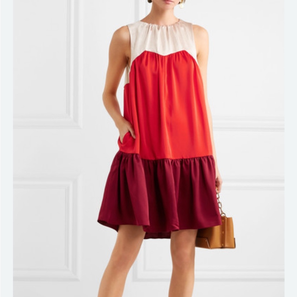Paper London Res Satin Colorblock Sleeveless Dress